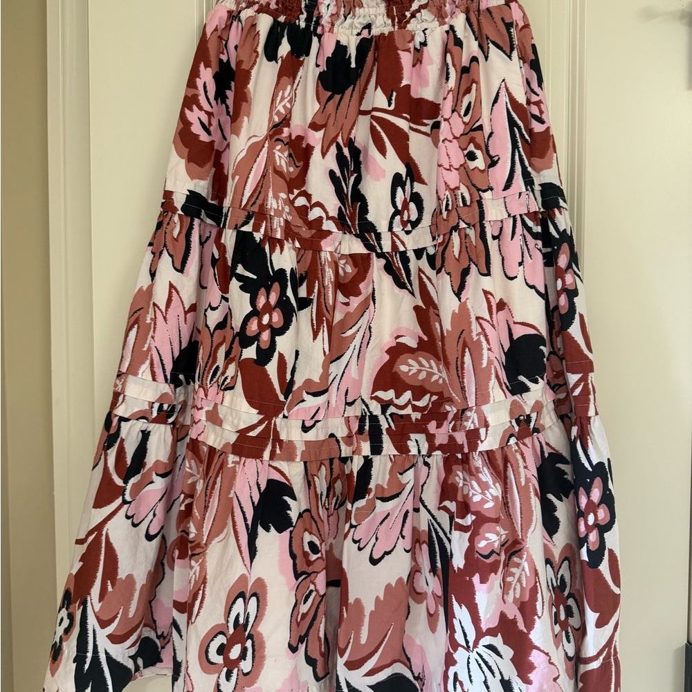 Anthropologie A-Line Skirt - Pink and Brown Floral